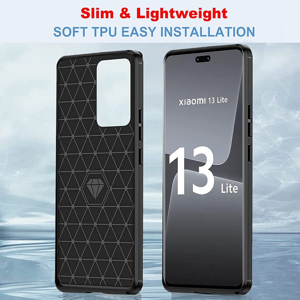 Protectores para celular  para Xiaomi  13 LITE Funda de tpu fibra de carbono Negro